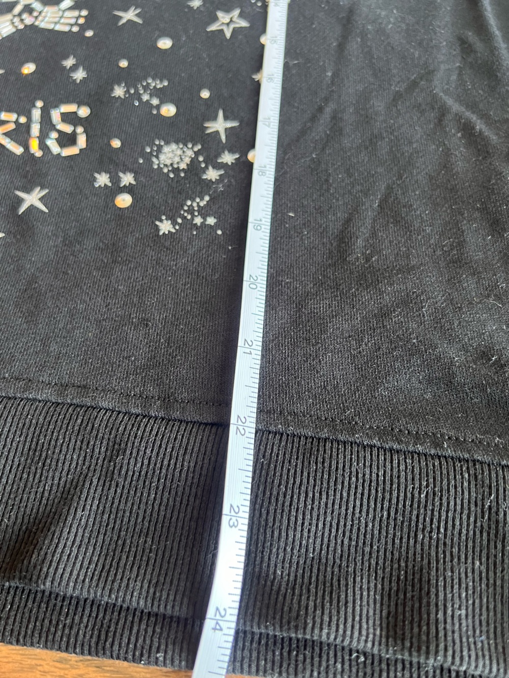Karl Lagerfeld Paris Embellished Rhinestone Graphic Sweatshirt Black Large Glam - Picture 12 of 13